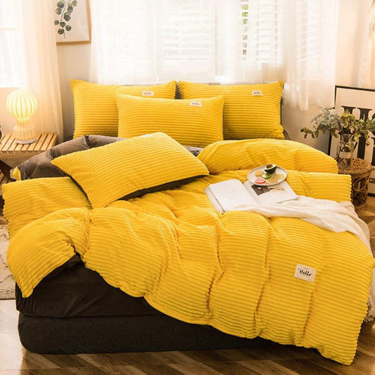 Four-piece Double-sided French Velvet Crystal Velvet Thickened Warmth Double-sided Velvet Bedding