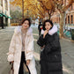 Winter Cotton High-end Temperament Jacket Women Winter Warm Sweet Wind Hooded Mid-length Down Cotton Jacket Fluffy Fur Collar Thick Warm Jacket