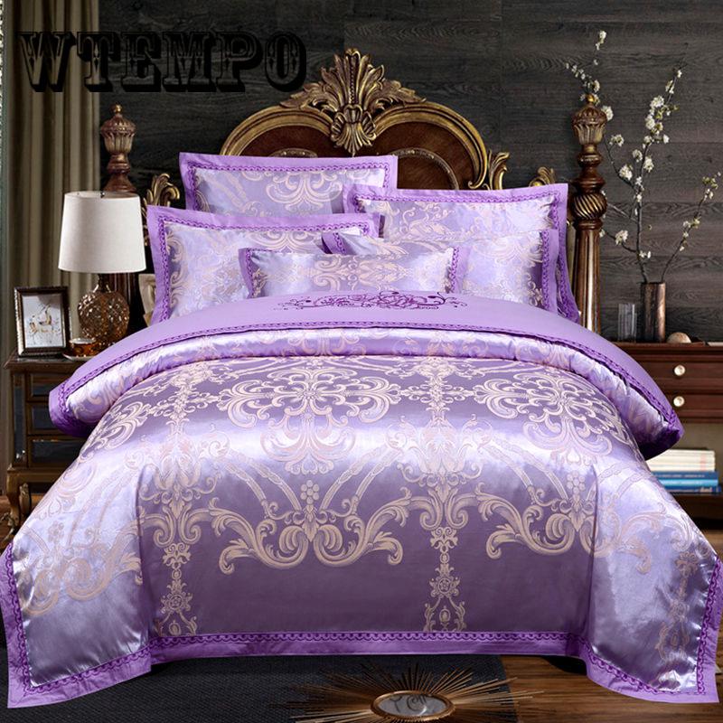 European Bedding Set Jacquard Luxury Stain Bed Set Bed Cover Sheet Queen King Duvet Set Cover