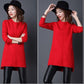 Women's Mid-length Pullover Sweater Loose Simple Irregular Hem Bottoming Sweater  Knitted Sweater Dress  with Pockets