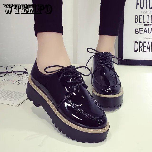 High Quality Womens Low Heels Fashion Patent Leather Ladies Flat Shoes Slip on Womens Oxford Shoes