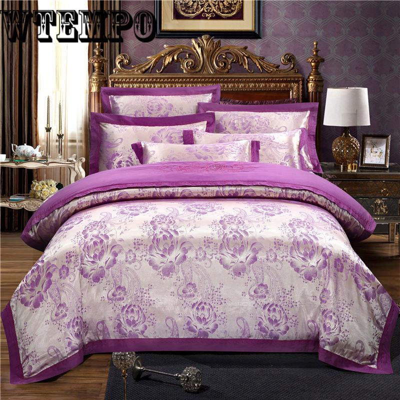 Embroidered jacquard four-piece bed linen quilt cover pillowcase noble cotton bedding European