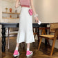 Ruffled Skirt Women's Summer High Waist Slim Mid-length A-line Skirt Solid Color Irregular Edge Fishtail Skirt