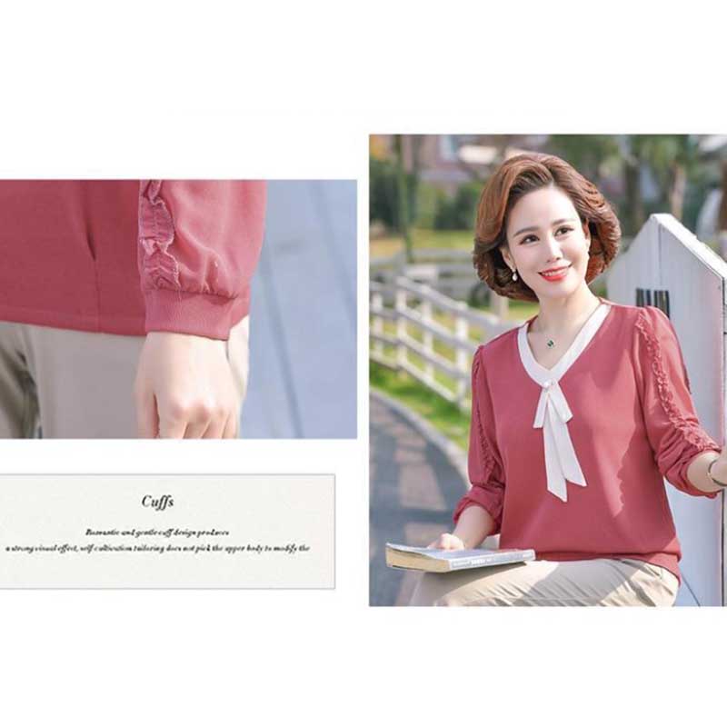 Mother's Shirts Women's Spring Large Size Long Sleeve T-Shirts Western Style Small Shirts Middle-aged Tops
