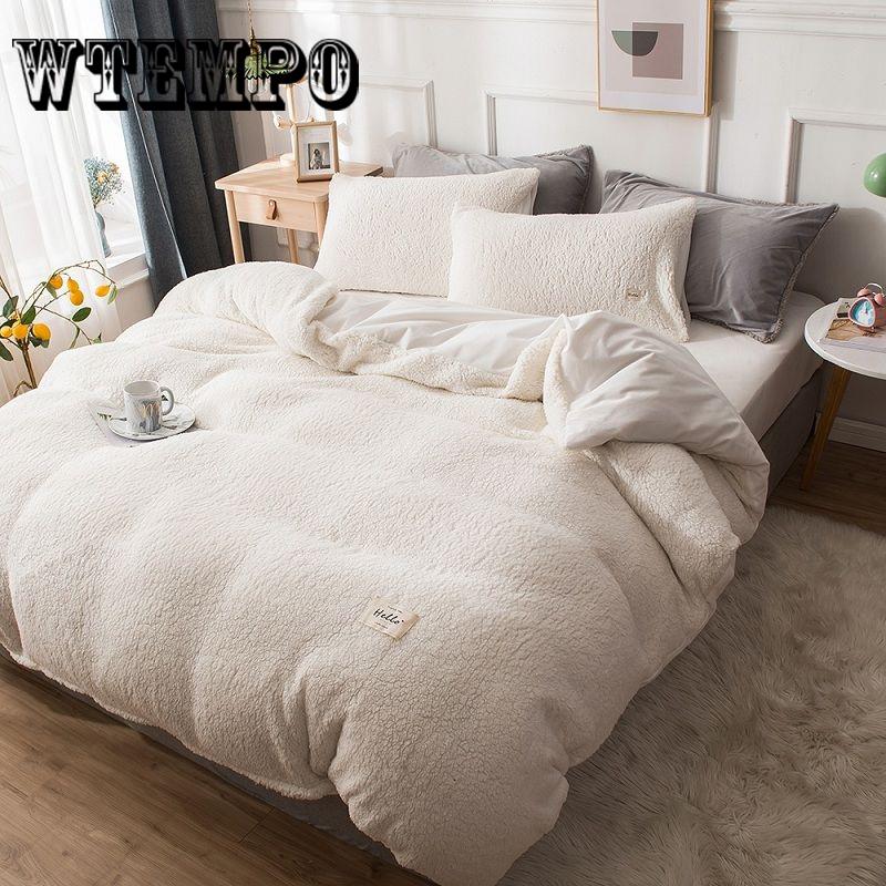 4pcs Home Textile Quilt Cover Set Cashmere Winter Bedding Set Queen King Size Bed Set Duvet Cover