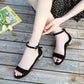 Summer Simple Open-toe Sandals Korean Rhinestones Flat-bottomed Low-heeled Sandal One Word Buckle Wear-resistant All-match Simple Sandals