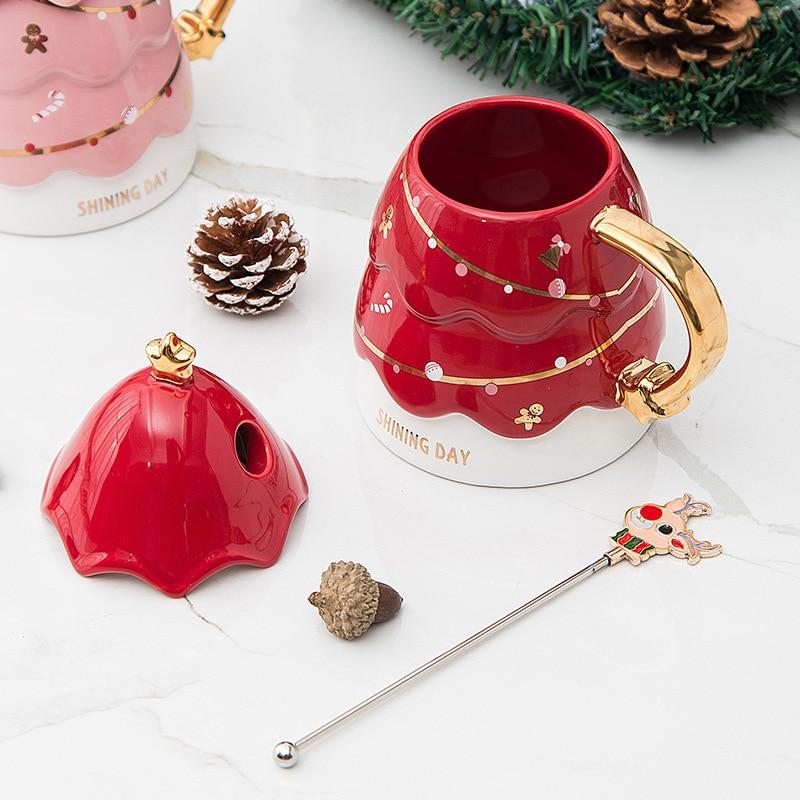 Christmas New Product Gift Box Creative New Gift with Lid Stirring Coffee Mug Cute Ceramic Cup Gift