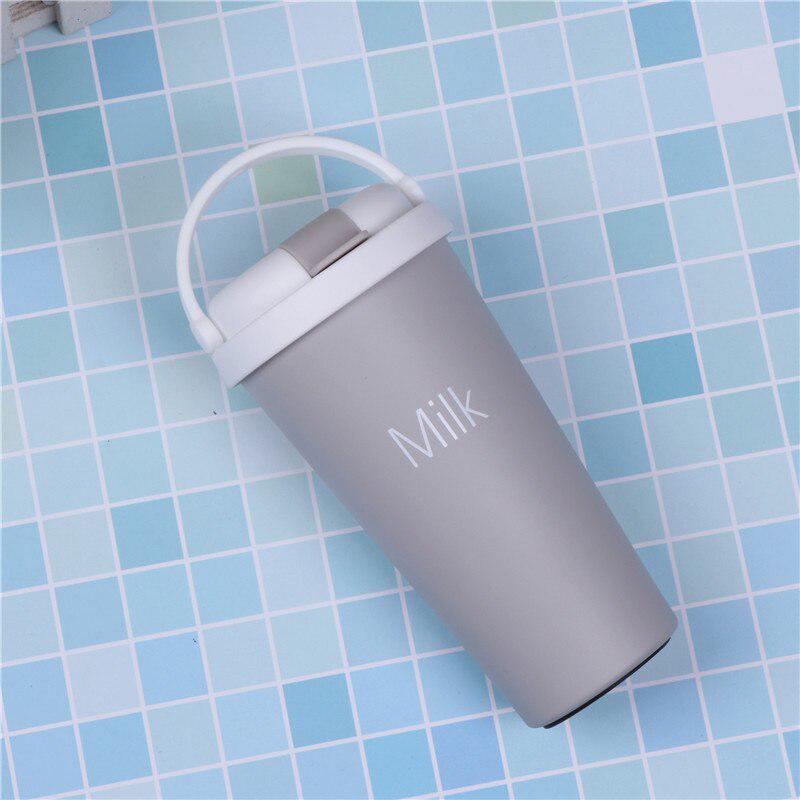 500ml Insulated Coffee&Tea Mug Portable Vacuum Cup 18/8 Stainless Steel Thermos Straw Water Bottle