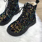 Winter Women's Sequined Snow Boots Plus Velvet Thick Warm Cotton Shoes Large Size Non-slip Thick Bottom Boots