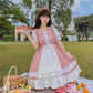 Girl Cosplay Dress Lolita Style Puff Sleeve Bandage Sweet Sailor Collar Lace Dress Kawaii Ruffles Dress