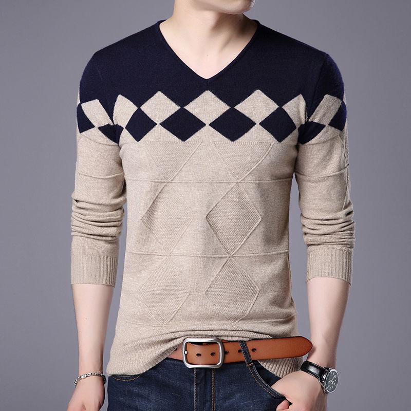 Sweater Men Casual Pullover Men Autumn Slim Fit Long Sleeve Shirt Men Sweaters Knitted Cashmere Wool