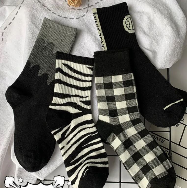 Women's Retro Check Pattern Socks Winter College Style All-match Long Socks Two Pairs