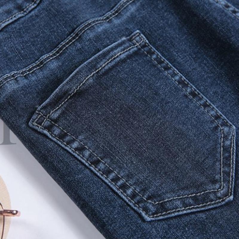 Spring and Autumn High Waist Stretch Straight Jeans Female Student Korean Slim Thin All-match Trousers Female Trend