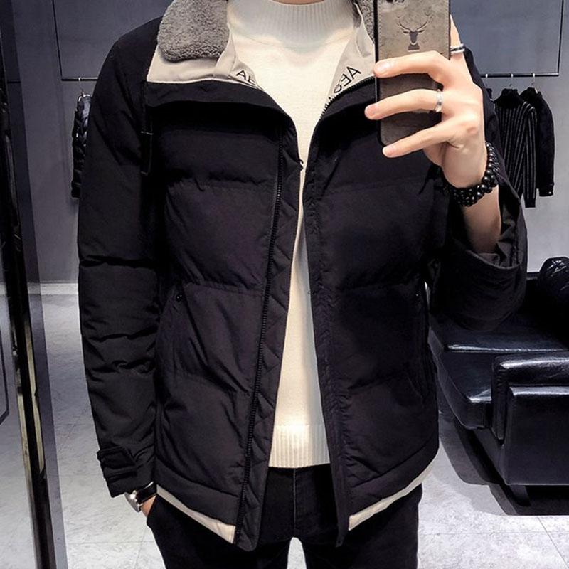 Men's Winter Warm Cotton Jacket Korean Style Fashion Brand Thick Lamb Wool Detachable Collar Cotton Jacket Men