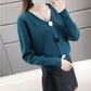 Spring and Autumn V-neck Low-neck Sweater Pullover with Short Bottoming Shirt Casual All-match Female Top
