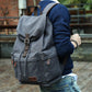 Man Leather Casual USB Interface Backpack Bag Hole Mens School Travel Rucksack Laptop Backpack