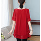 Women's Summer Chiffon Short Sleeve Large Size Round Neck Solid Color Loose T-Shirt