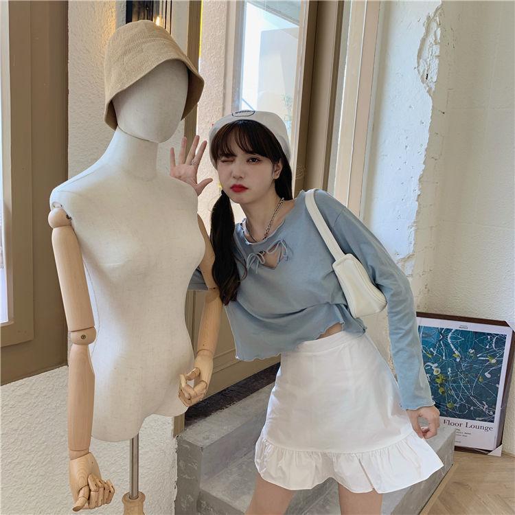 Womens Love Hollow Frill Loose Tops Blouse Casual Crew Neck Pullover T-Shirt
