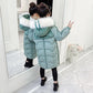 Girls' Down Jackets Korean Version of Children's Thick Cotton-padded Plus velvet thickening Long Winter Jackets Older Children's Corduroy Jacket