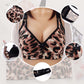 Women's Leopard Print Thin Large Size Full Cup Comfortable No Steel Rings Anti-sagging Receiving Side Breasts Gathering Anti-glare Breathable Bra