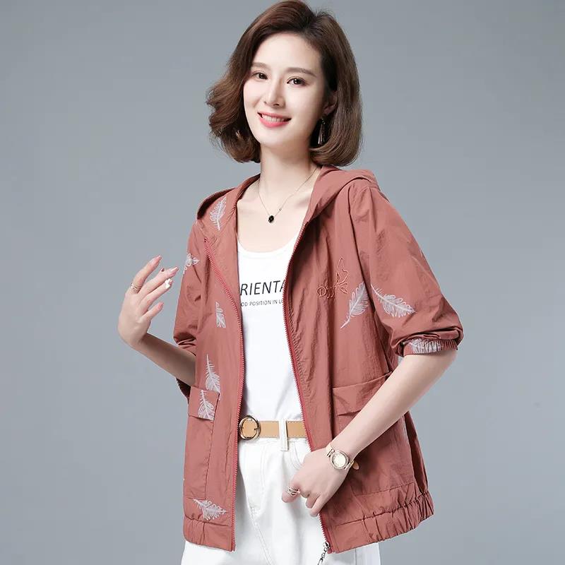 Spring Autumn Large Size 3XL Hooded Windbreaker Coats Women's Trench Coat 2021 New Thin Female Coat Casual Outerwear