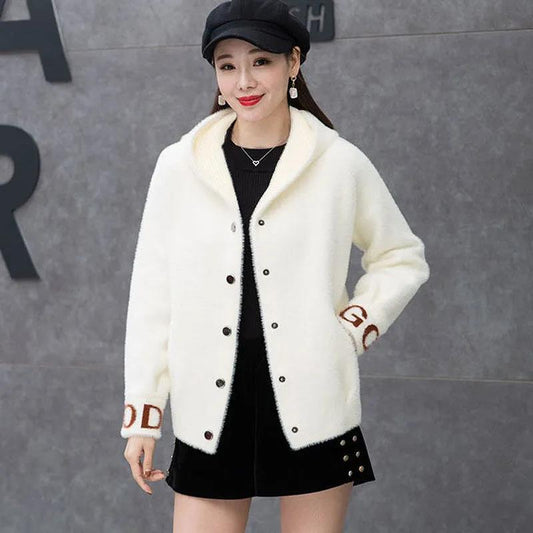 Women Short Coat Fall Winter Plus Size Waterproof Mink Jacket Women Loose and Thin Cardigan Short Jacket