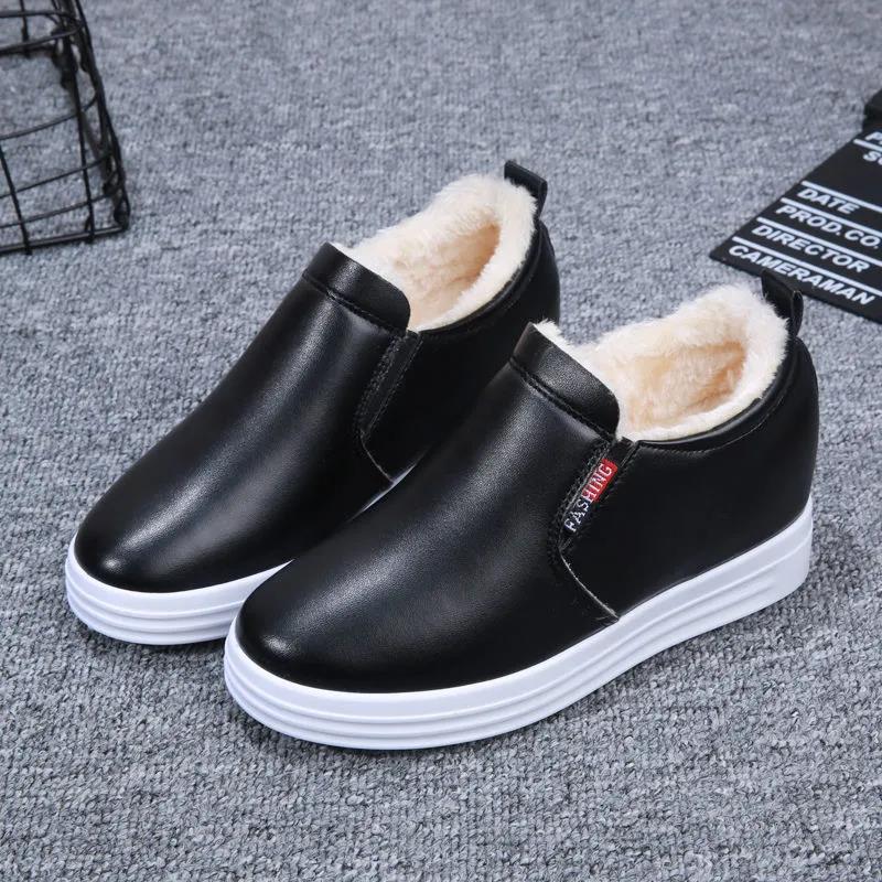 Winter Plus Velvet Thickened Shoes Women's Inner Heightened Thick Bottom All-match Flat Casual Warm Shoes