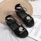 Net Red Daisy Sandals Korean Style All-match Summer Shoes for Students New Lace-up Roman Women's Shoes
