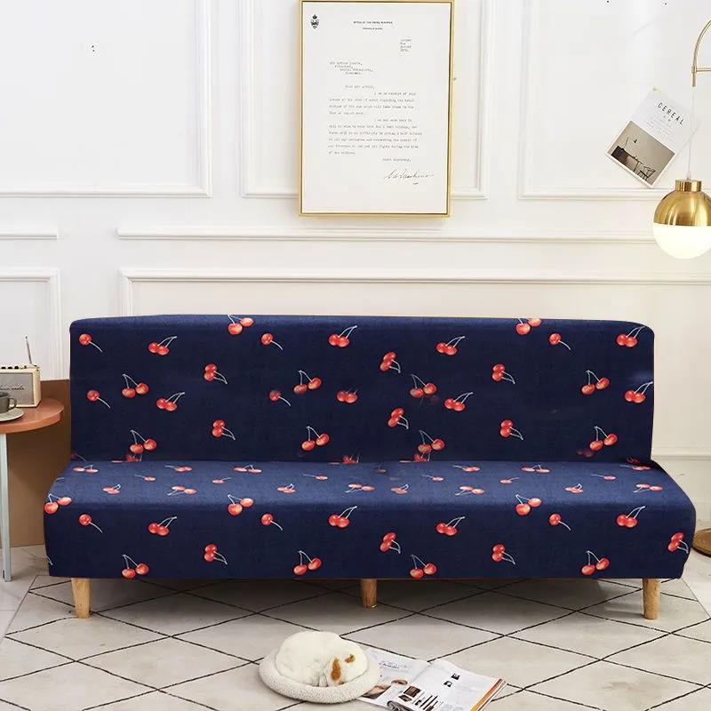 Printed Stretch Geometry Sofa Bed Cover Full Folding Armless Elastic Couch Slipcover Without Armrest