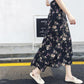 Vintage Floral Print Pockets All-match Women Long Half Length Skirt Autumn Loose Casual Female Skirt
