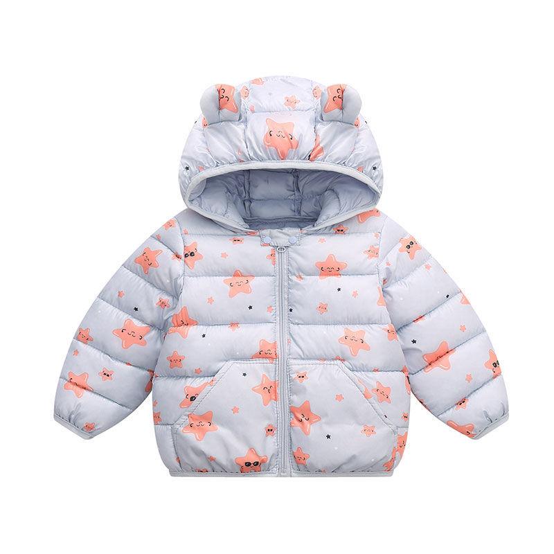 Girls' Warm and Windproof Winter Clothes Down Cartoon Padded Jacket with Velvet Padded Hooded Jacket