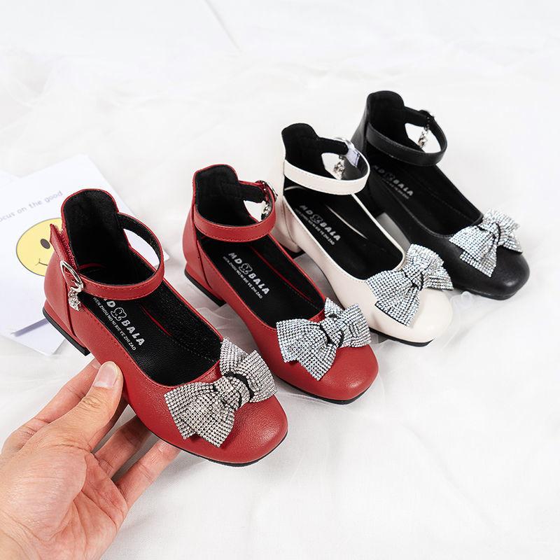 Children's Shoes  Princess Shoes Spring  Summer Girls' Leather Shoes  All-match Elementary School High-heeled Red Performance Shoes
