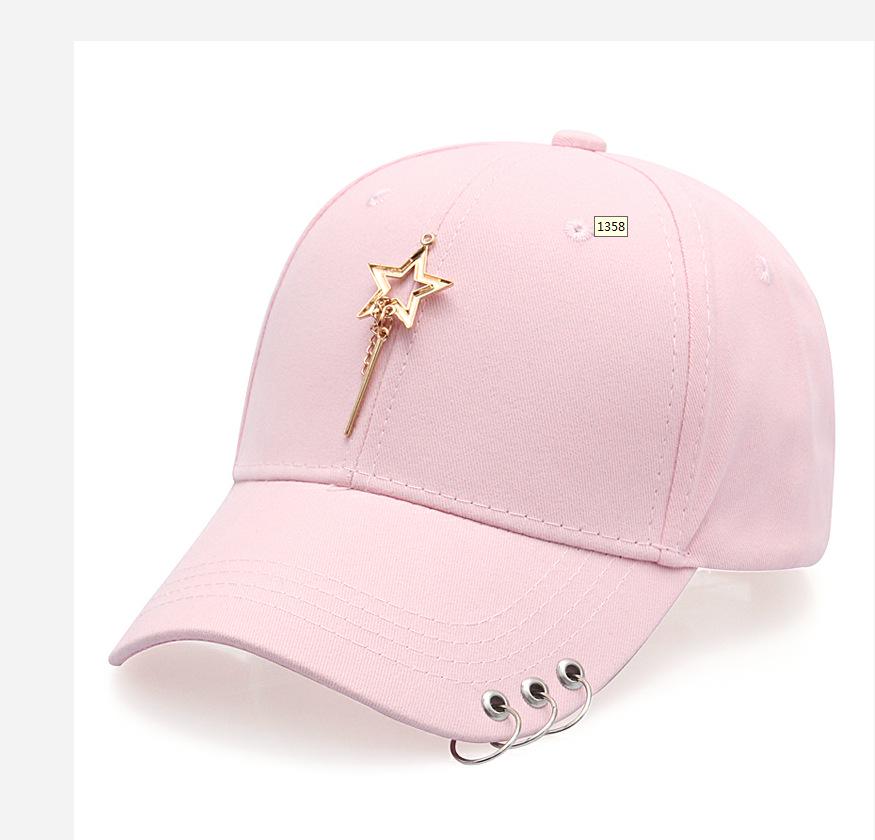 Solid Color Fashion Personality Couple Hat Iron Ring Pendant Three Ring Cap Female Outdoor