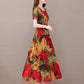 Women's Plus Size Loose Long Dress Slim Round Neck Skirt