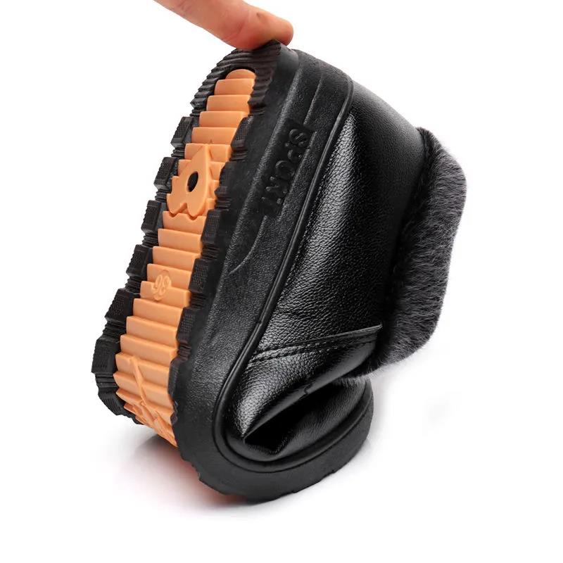 Winter Plus Velvet Warm Women's Cotton Shoes Soft Sole Thickened Waterproof Non-slip Leather Boots