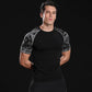 Summer Sport Shirt Men T-shirt Half Sleeve Elastic Fitness Tees Breathable Casual Quick Dry Top Camouflage Contrast Color Tights