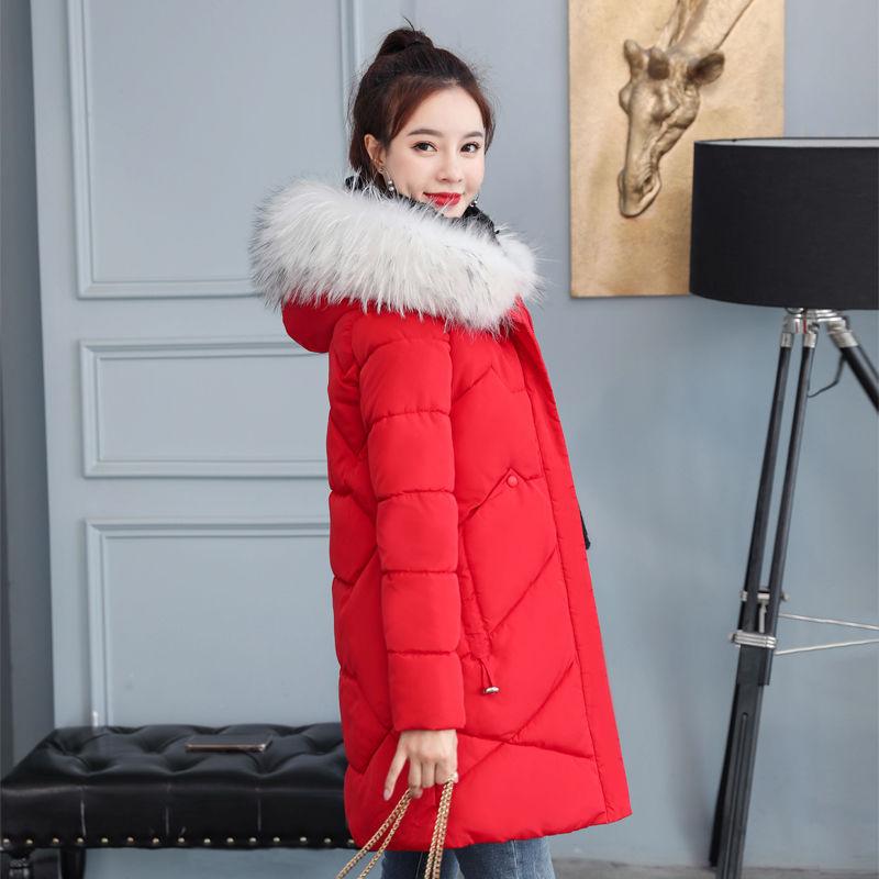 Winter Women's Mid-length Padded Jacket Korean Version of Thick Fur Collar Padded Jacket