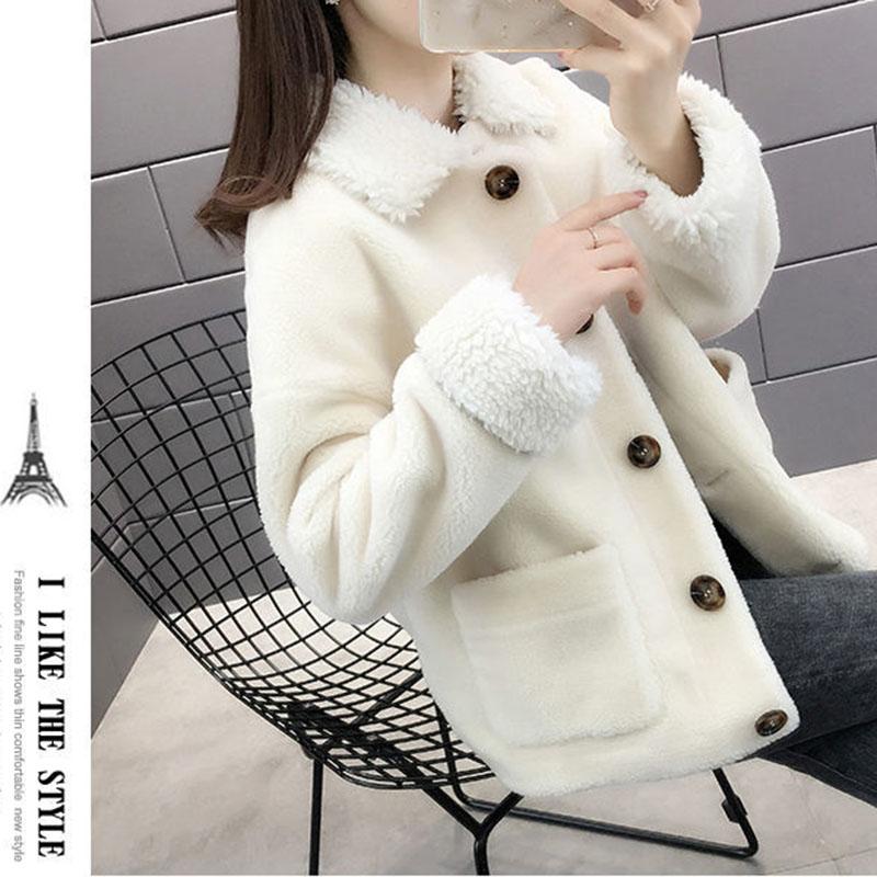 Fashion Casual Thick Wool Lamb Coat Winter Korean Loose Student Short Grain Fleece Coat Women