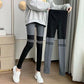 Plus Velvet High Waist Stitching Contrast Color Leggings Women Wear All-match Thin Elastic Feet Pants
