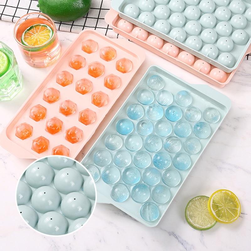Reusable Ice Ball Mold Ice Trays for Freezer with Lid, Sphere Rhombus Honeycomb Ice Trays for Whiskey