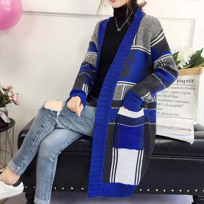 Autumn and Winter Sweater Loose Knit Mid-length Coat Fashion Simple Female Top