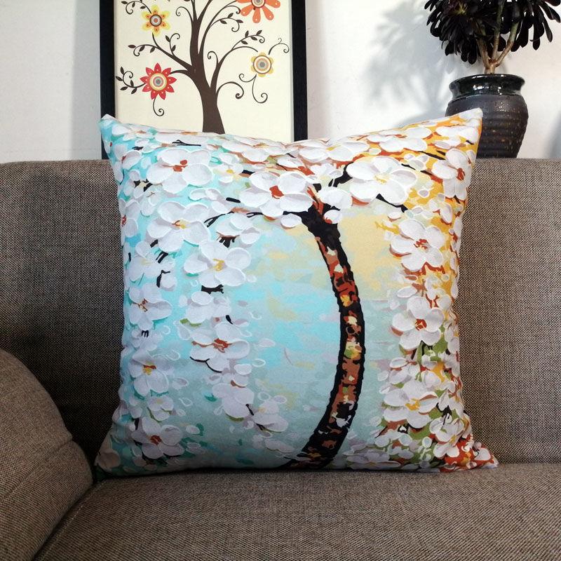 2pcs/set3D Oil Painting Printing Cushion Cover and Cushion Linen Fabric Pillowcase Pillows Case Cover Pillow Bedroom Pillowcase