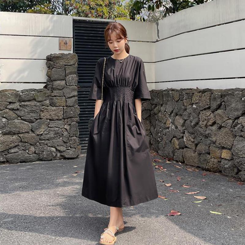 Dress Female Summer 2021 High Waist and Thin Temperament Tea Break Dress French Retro A-line Skirt Over The Knee Long Dress