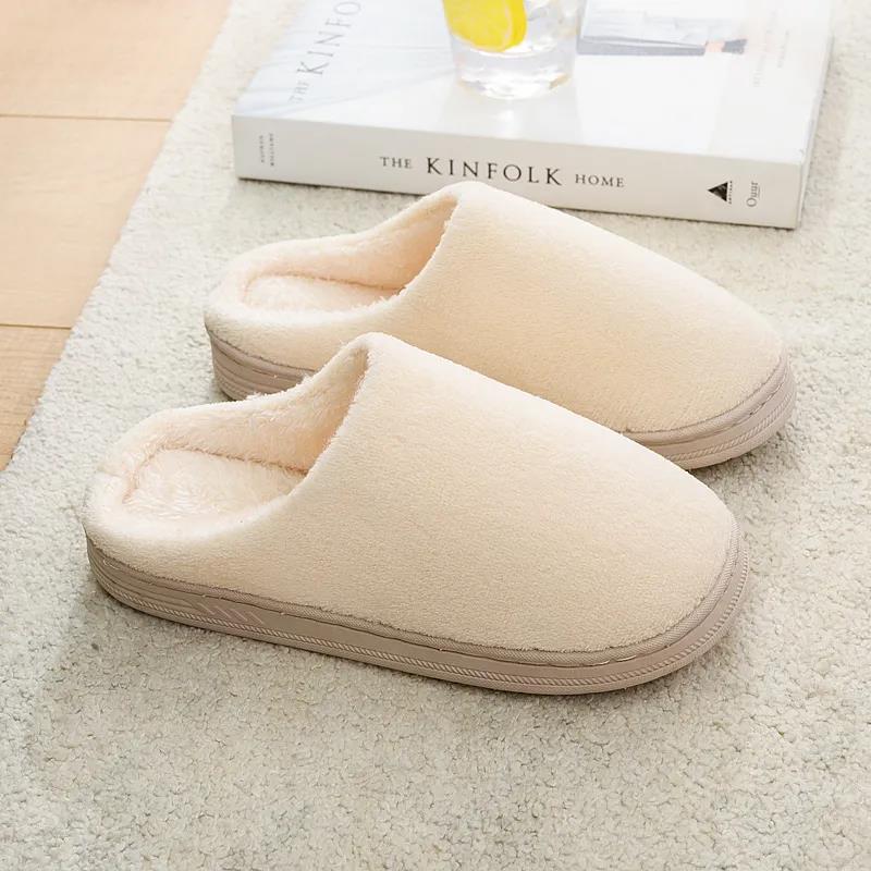 Cotton Slippers for Men and Women with Bag and Winter Home Warm Indoor Non-slip Fur Slippers