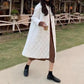 White Cotton-padded Jacket Women's Winter Loose Korean Style Cotton-padded Jacket Mid-length Diamond Cotton Jacket