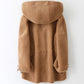 Women's Particle Cashmere Coat Winter Thick Hooded Loose Lamb Wool Coat Mid-length Faux Wool Fur Coat