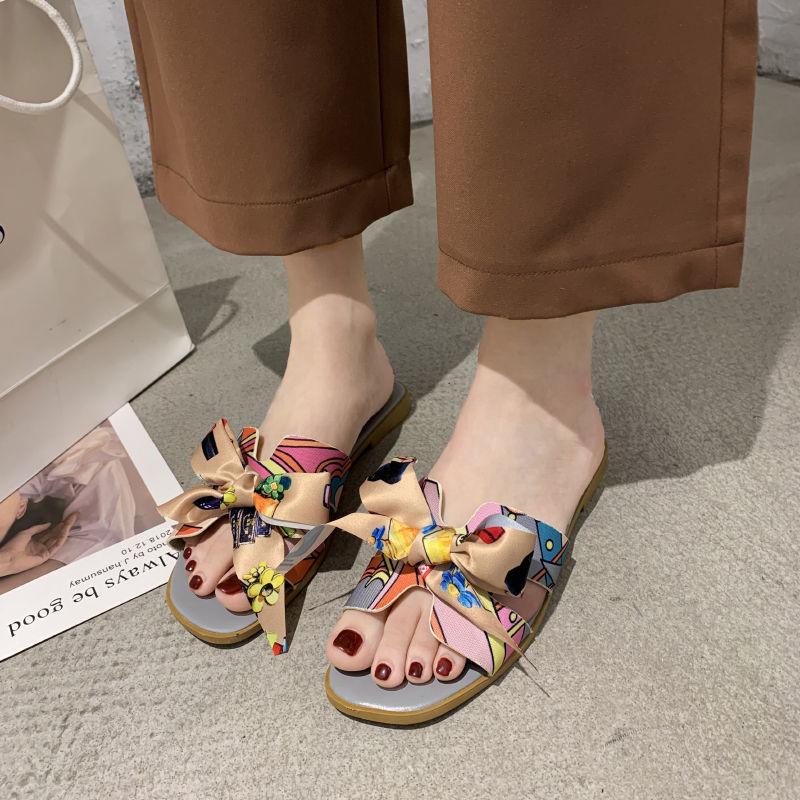 Slippers Women's Outer Wear Summer Tow Bowknot Student Sandals Women's Fashion Casual Wild Women