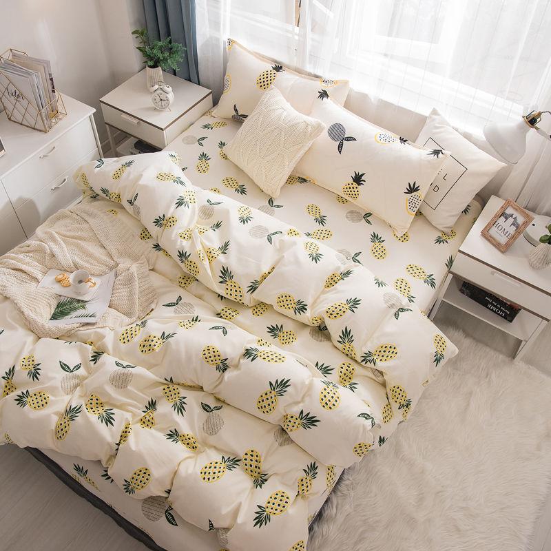Net Celebrity Four-piece Bedding Cartoon Bed Linen Quilt Sanding Three-piece Student Bedding