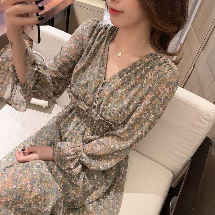Summer Beach Maxi Dress Boho Chiffon Dress Floral V-Neck Ruffles Wrap Casual Party Dress Vestidos