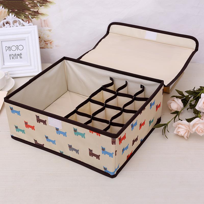 Oxford Cloth 13 Grid Finishing Box Large Capacity Underwear Storage Box Bra Socks Foldable Dustproof Storage Box